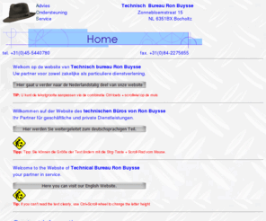 ronbuysse.com: Welcome to the Website of Technichal Bureau Ron Buysse
Welkom op de website van Technisch Bureau Ron Buysse. Als freelance elektrotechnisch engineer, uw partner voor zowel zakelijke als particuliere dienstverlening.