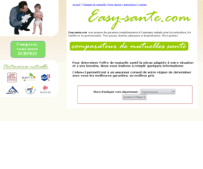 easy-sante.com: Mutuelle - santecomp - Comparateur de Mutuelles et Assurances santé
Mutuelle - santecomp -  Devis comparatif de mutuelles sante : grand choix entre mutuelle et assurance complementaire sante 