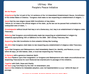 troopshomenow.com: Troops Home Now 2006 USA Islam Iraq War Unconstitutional
Bring the Troops Home Now 2006. USA Constitutional 1st Amendment 
