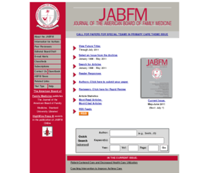 jabfm.org: The Journal of the American Board of Family Medicine
Web site for The Journal of the American Board of Family Medicine.