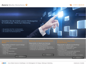 werbeagentur-sindelfingen.de: Azoro Media Solutions [Werbeagentur] Werbung - Marketing - Webdesign
Die Werbeagentur Azoro Media Solutions für Sindelfingen