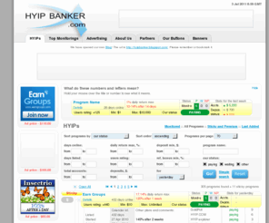 hyipbanker.net: Innovative HYIP Monitoring :: Comprehensive HYIP Statistics :: Top HYIPs
HYIP monitoring of new generation! We list all monitored programs from the best hyip monitorings! Try the best HYIP search system, daily investment statistics and more exciting features!