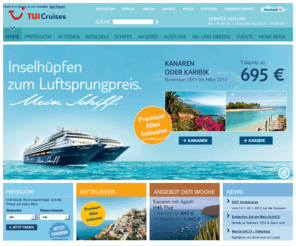 meine-freiheit.com: Home - TUI Cruises
Kreuzfahrten Kanaren, Mittelmeer, Karibik und Co.! Mit der Mein Schiff Seereisen erleben! Wohlfühlen mit TUI Cruises.