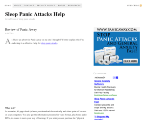 sleeppanicattackshelp.com: Sleep Panic Attacks Help — for sufferers of sleep panic attacks
Sleep panic attacks can be utterly terrorizing when they occur. Trying to overcome panic attacks is hard enough, but panic attacks during sleep have the added horror of darkness