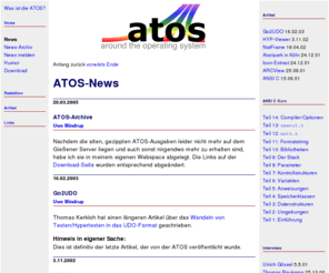 atos-magazin.de: ATOS-Magazin: Homepage
Die Webseiten des ATOS-Magazins. Informationen rund um TOS. Hinweis: die Berichterstattung wurden zum 1.7.2002 eingestellt.