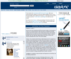 verified-p2p-links.com: isoHunt › P2P and BitTorrent link releases
Bit Torrent search engine, with an awesome P2P community sharing comments and ratings in discovering new media.