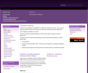 szejgis.net: Szejgis.net - Start
Strona dotycząca informatyki i technologii informacyjnej. Tu znajdziesz ćwiczenia, sprawdziany oraz materiały i tutoriale z grafiki komputerowej, baz danych, edytora tekstu, arkusz kalkulacyjnego. Bogata galeria prac uczniów: obróbka fotografii, efekty tekstowe, animacje, tła, tekstury. Linki do ciekawych stron,