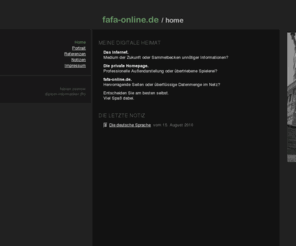 fafa-online.de: Home | fabian zastrow, diplom-informatiker (fh)
fafa-online.de: Die digitale Heimat von Fabian Zastrow, Diplom-Informatiker (FH) aus Berlin.
