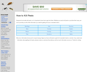 howtokill.net: How to Kill Bed Bugs, Ants, Roaches, Mice & Other Pests
How to kill bed bugs, ants, roaches, mice & other pests. Find out how to get rid of your pest problem today!