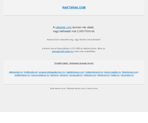 raktarak.com: RAKTÁRAK.com - eladó domain név
Eladó, vagy bérbeadó a Raktárak.com domain név - raktár, raktárak, eladó raktár, eladó raktárak, kiadó raktár, kiadó raktárak, bérbeadó raktár, bérbeadó raktárak, raktárbázis, raktár adatbázis, raktár kereső