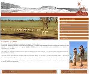 buitepos.com: :: Buitepos Hunting Safaris - Namibia :: A hunter's paradise and wildlife haven!
Planning a hunting trip to Africa? We offer professional hunting in Namibia's Kalahari Desert, unlike any other hunting area in Southern Africa!