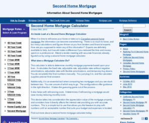 second-home-mortgage.org: Second Home Mortgage
Second home mortgage provides homeowners refinance information about second home loan and second home mortgages.