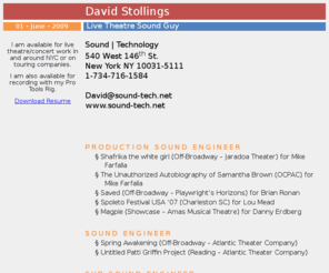 sound-tech.net: Sound | Technology - David A. Stollings - Resume
