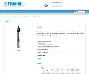 tralift.info: Tralift  Manual chain hoist | TRACTEL®
Through a distribution network of over 8,000 distributors world wide, customers have access to a broad product portfolio for its diverse needs.