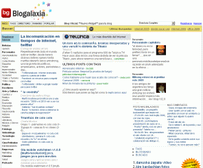 blogalaxia.com: Blogalaxia.com : Directorio y Buscador de Blogs Latinos
Directorio internacional de blogs latinos, publicacion, comunicacion y difusion de ideas escritas por miles de escritores de diversas nacionalidades.