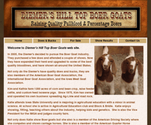 diemershilltopboergoats.com: Diemer's Hill Top Boer Goats - Raising Quality Fullblood & Percentage Boers
Diemer's Hill Top Boer Goats - Hawkeye, IA