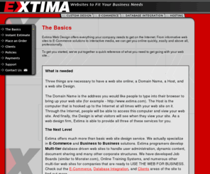 extima.com: EXTIMA WEB DESIGN: Development and Search Engine Optimization (SEO) / Internet Marketing Services for Your Business Needs
Website Development and Search Engine Optimization / Internet Marketing Services.  Specializing in E-Commerce solutions, hosting, database integration, and online advertising!