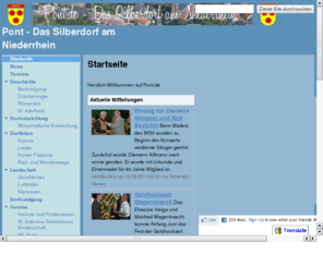 pont.de: Pont.de - Das Silberdorf am Niederrhein - Geldern-Pont
Die Ortschaft Pont zhlt 2.150 Einwohner und liegt mitten im Herzen des Niederrheins, als Ortschaft der Stadt Geldern , an den Ufern der Niers, ausgestattet mit einer neugotischen Kirche (von 1869) un