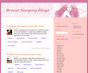 breastsurgeryblogs.com: Medindia Blogs - Daily Breast Surgery Updates
Free Online blog bringing current Breast Surgery updates daily