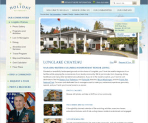 longlakechateau.com: Nanaimo British Columbia Independent Senior Living - Longlake Chateau | Holiday Retirement
Holiday offers independent senior communities in Nanaimo, BC.  With transportation, chef-prepared meals and housekeeping, you are sure to find comfort.