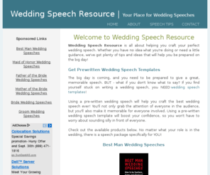 weddingspeechresource.com: Wedding Speeches | How to Write Wedding Speeches and Toasts
Need to write the perfect wedding speech, but don't know where to start? Get instant access to pre-written wedding speeches and wedding toasts!