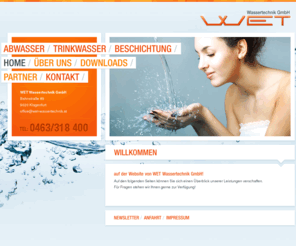 wet-wassertechnik.at: WET Wassertechnik GmbH, Leistungen
Willkommen auf der Website von WET Wassertechnik in Klagenfurt