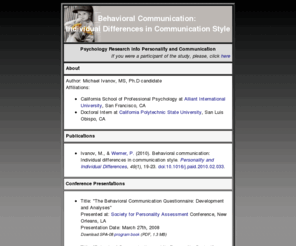 behavioralcommunication.net: Behavioral Communication
Behavioral Communicaiton: Individual Differences in Communication Style