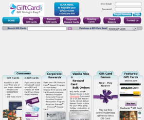 e-giftcards.com: Gift Cards | GiftCard.com | 1-800-GIFT CARD ® | Visa Gift Cards | Corporate Reward Cards | e-Gift Cards | Wellness Gift Cards
GiftCard.com, 1-800-GIFT CARD ® provides American Express Reward Cards, Visa Gift Cards, Visa Reward Cards, retailer gift cards, corporate reward cards, e-Gift Cards and e-Gift Certificates for corporate incentives and custom wellness programs promoting good health for businesses. Gift Giving Is Easy ® with GiftCard.com gift cards ... The Gift They Use The Way They Choose ®.