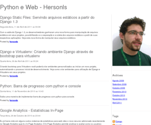 hersonls.com.br: Python e Web - Hersonls
Desenvolvedor web python, javascript, php, jquery, flash, actionscript 3, django, web developer freelancer
