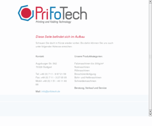 prifotech.com: PriFoTech | Printing and Folding Technology
PriFoTech - Printing and Folding Technology. Produktkategorien: Falzmaschinen, Nutmaschinen, Rillmaschinen, Broschürenfertigung, Bohr- und Heftmaschinen, Schneidemaschinen