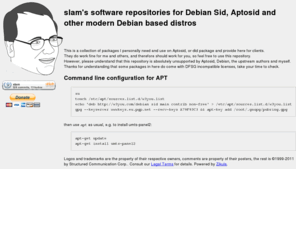 w3you.com: slam's software repositories for Debian Sid, Aptosid and other modern Debian based distros
