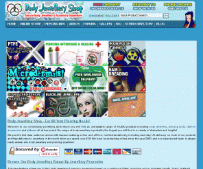 bodyjewelleryshop.co.uk: Body Jewellery Shop - Belly Bars, Nose, Lip, Eyebrow Rings
Online body jewellery store with over 10,000 items in a variety of diameters and lengths! UK based with worldwide delivery and next day UK service! Belly bars, tongue studs, eyebrow rings, flesh tunnels and much more. Thousands of body jewellery items made from silver, gold, amber, blackline, glass, surgical steel, titanium and PTFE. Free worldwide delivery when you spend over £10!