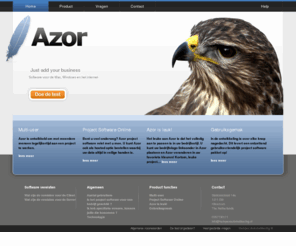 azorsoftware.com: FileMaker Project Software - Just add your business - software voor projecten, offertes, urenregistratie en meer
Projecten software voor het internet, Windows en Mac. Het meest gebruikersvriendelijke pakket wat er is. Mooi, snel en elegant.