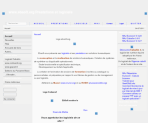 ebsoft.org: www.ebsoft.org Prestations et Logiciels
www.ebsoft.org : Presentation des prestations d'un consultant en informatique. Sharewares et Freewares : Eurocom, EBTools pour Excel, Cabalim pour la nutrition equine, Repertoire Internet, ...