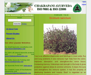 tulsionline.com: Tulasi, Holy Basil, Ocimum sanctum, Lauraceae
This is a comprehensive website on Tulasi, Holy Basil, Ocimum sanctum, Lauraceae having information on recent research studies