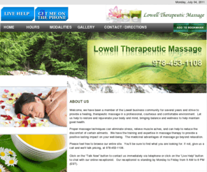 lowellmassage.com: Lowell Therapeutic Massage - Lowell Massage Therapist
Welcome to our website. We look forward to assisting you in your search for the perfect business that suits your needs. Lowell Therapeutic Massage believes we are that business. Our customer service, combined with our pricing, is unmatched by any competitor. 