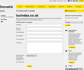 lucindas.co.uk: Please enquire here about our premium domain names
Please fill out the information below. One of our representatives will be in touch regarding your enquiry as soon as possible. Please note: Your information