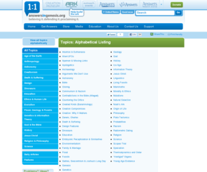 cainswife.com: Topics: Alphabetical Listing  - Answers in Genesis
View Get Answers topics alphabetically. 