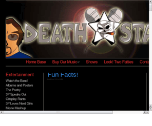 deathstarhiphop.com: Deathstarhiphop.com
Nerdcore Hip Hop Website.  Northwest Nerdcore.  Nerd Rap.  Geek Hop. Funny, Geeky Rhymes about nerdy things.