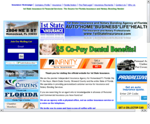 insurancehomestead.com: Insurance in Homestead Florida, Independent Agency All Forms of insurance
1st State Insurance, Stoner Insurance Auto, Home, Business, Life, Health, Notary and Pre-paid Legal 786.243.9886 Homestead Florida