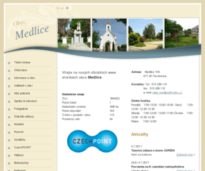 medlice.cz: Oficiální stránky Obce Medlice - Obec Medlice
Oficiální stránky Obce Medlice * Obec Medlice