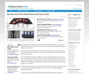 partworntyres.org: Part Worn Tyres Prices Slashed: New & Used Tyres For Sale
Part Worn Tyres at Wholesale Prices - Choose From a Huge Range of NEW & Used Tyres - Cheap Van Tyres & Motorbike Tyres at Discount Prices