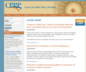 cppp.org: Center for Public Policy Priorities
The Center for Public Policy Priorities (CPPP) is a nonpartisan, nonprofit think tank committed to using research and analysis to improve Texas public policy. 
