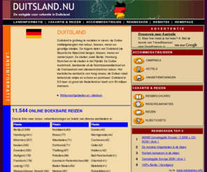 duitsland.nu: Duitsland Homepage   - Duitsland.Nu is de startpagina voor vakantie en reizen in Duitsland
Duitsland.Nu is het naslagwerk voor reizen en vakantie in Duitsland 