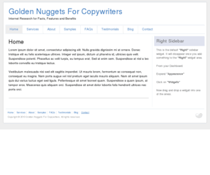 goldennuggetsforcopywriters.com: Golden Nuggets For Copywriters | Internet Research for Facts, Features and Benefits
Lorem ipsum dolor sit amet, consectetur adipiscing elit. Nulla gravida dignissim mi at ornare. Donec tristique elit eu felis scelerisque ultrices. Integer est