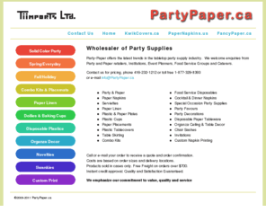 party-paper.info: Party Paper - Party Supplies Wholesale
Wholesale Party Supplies Canada. Party supply wholesaler of disposable plastic & paper cups & plates for Special Occasion parties, themed events, caterers, resellers & food service institutional.