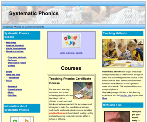 systematic-phonics.com: Systematic Phonics
Information and resources about Systematic Phonics for teachers and parents. Systematic Phonics course. What are systematic phonics? How can I teach systematic phonics? Direct Learning Limited.