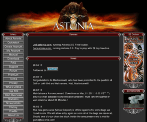 astonia.com: Astonia - The Free Massively Multiplayer Online Role Play Game (MMORPG)
Astonia is a free massively multiplayer online role playing game, in short, MMORPG. Each player assumes the role of a battle-hardened warrior or a powerful mage.