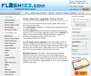 flash123.com: Australian Flash Memory Upgrades
Are you looking for a flash memory upgrade? We have stock for you to buy now.