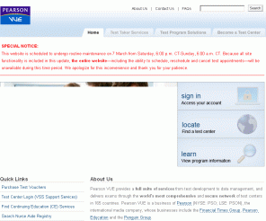 pearsonvue.com: Computer-Based Testing Provider for Certification and Licensure Exams: Pearson VUE
Pearson VUE offers innovative computer-based testing solutions through secure, electronic test delivery. Pearson VUE provides licensure and certification exams for Cisco, CompTIA, Sun Microsystems - SAI, GMAC, NCLEX, FINRA, ASCP, DANB and many more.